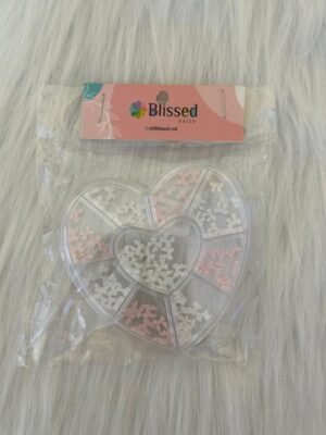 BS221000 Moños 3D blanco/rosa X9