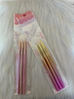 uña pincel Linner X3 mango dorado/rosado